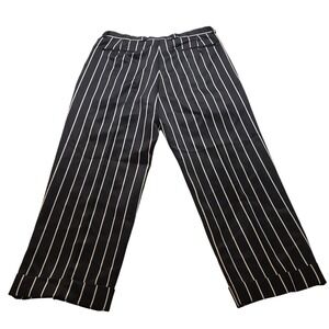 Ferera Milano Italy Men's 38x34 Pinstripe Pleated Cuffed Dress Pants Black White